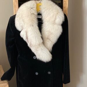 Black Coat with Fur Collar
